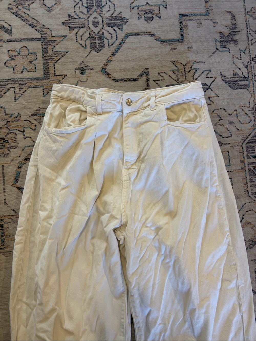 ZARA THE 80s COLLECTION High Rise Tapered Leg White Jeans size 8 - Picture 8 of 10